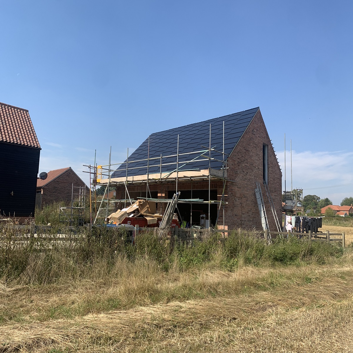 solar roof tiles on garage