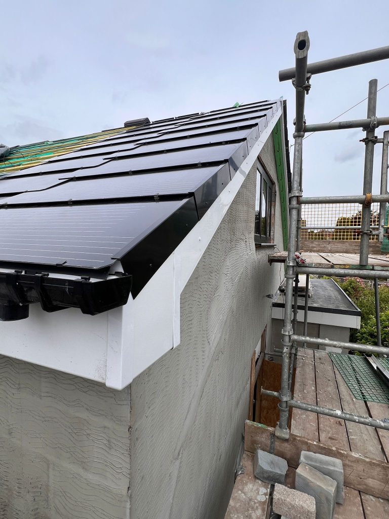 solar panel tiles at gable