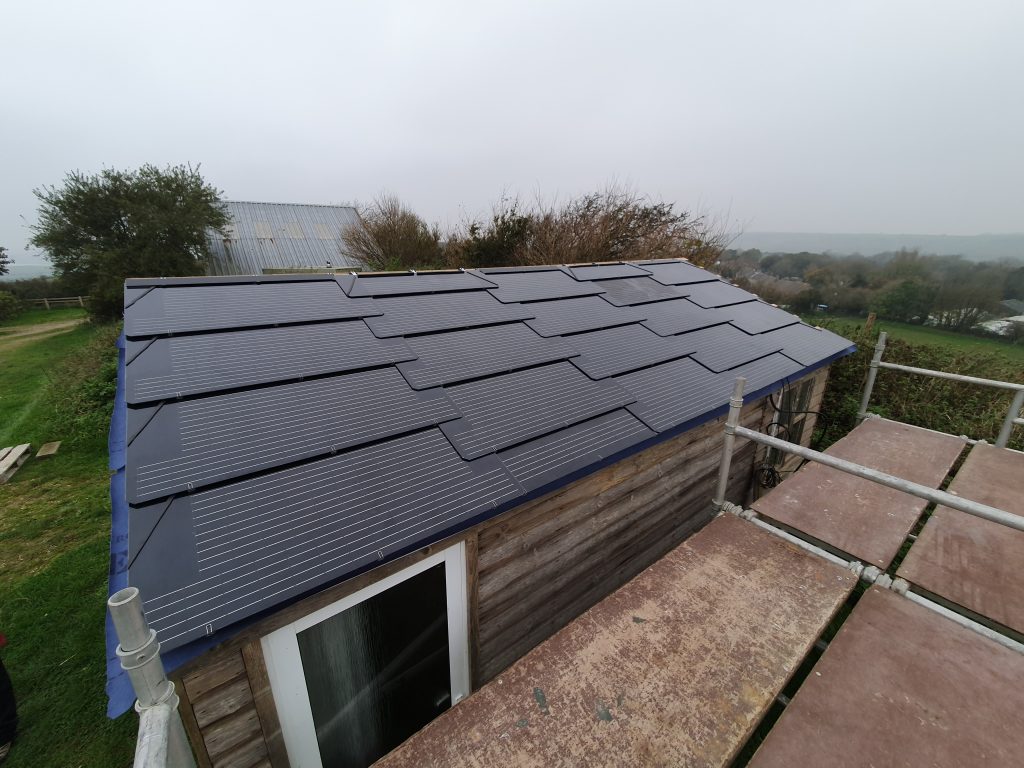 garden room with solar tiles